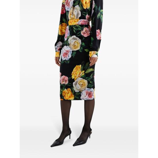 25SS 돌체앤가바나 미디 스커트 F4B6UT FSA7B HN5IY BLACK YELLOW - DOLCE & GABBANA