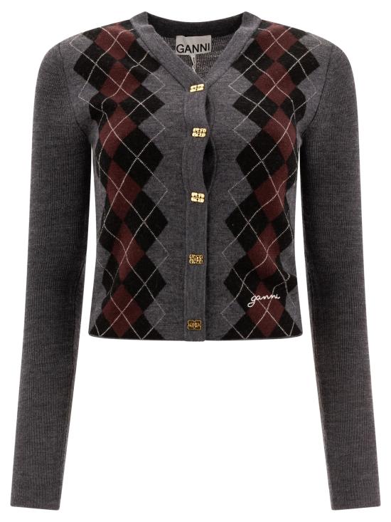 25FW 가니 파인 메리노 아가일 가디건 K2284523 MULTICOLOR DOM