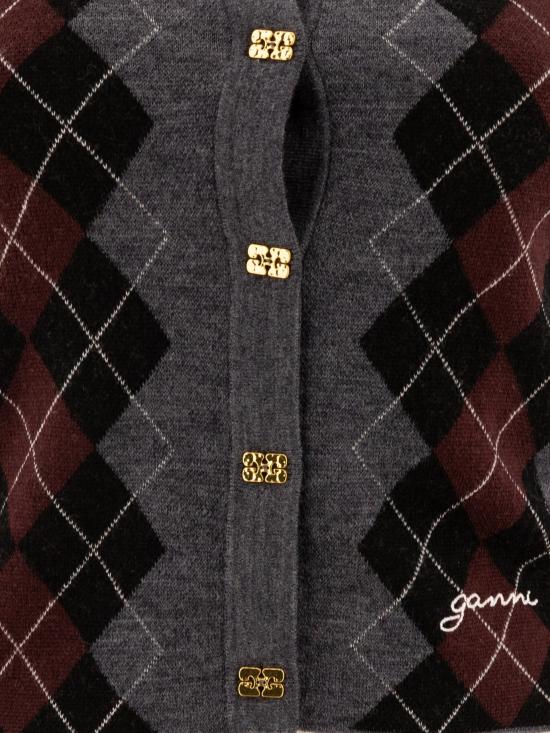 25FW 가니 파인 메리노 아가일 가디건 K2284523 MULTICOLOR DOM - GANNI