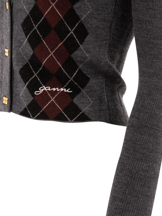 25FW 가니 파인 메리노 아가일 가디건 K2284523 MULTICOLOR DOM - GANNI