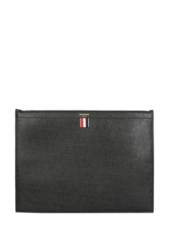 26SS 톰브라운 그레인 레더 RWB 탭 MAC020L00198001 BLACK DOM - THOM BROWNE