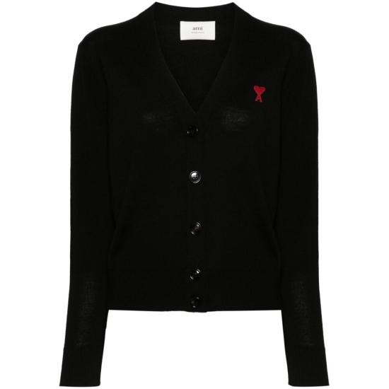 25SS 아미 스몰 하트 로고 자수 가디건 BFFKC111KN0025001 BLACK DOM