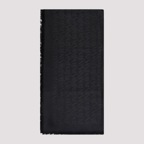 25FW 생로랑 라지 스퀘어 실크 울 자카드 스카프 7379303YN211000 BLACK DOM - SAINT LAURENT