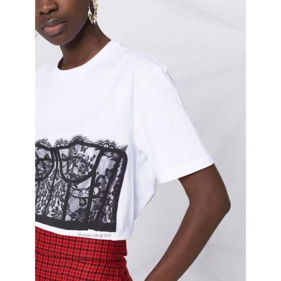  알렉산더 맥퀸 반팔 티셔츠 689062QZAFC0909 WHITE DOM - ALEXANDER MCQUEEN