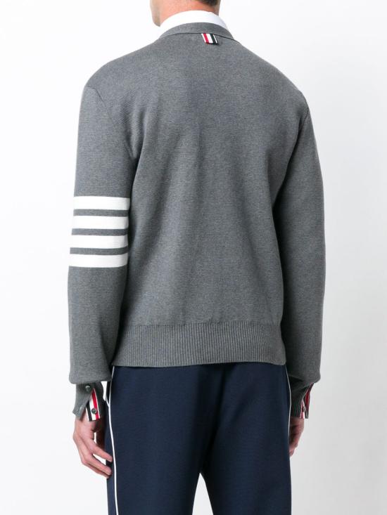 26FW 톰브라운 코튼 밀라노 스티치 4바 V넥 가디건 MKC171A 00219 035 MED GRAY DOM - THOM BROWNE