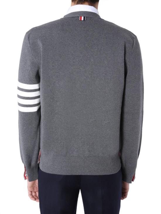 26SS 톰브라운 코튼 밀라노 스티치 4바 V넥 가디건 MKC171A 00219 035 MED GRAY DOM - THOM BROWNE