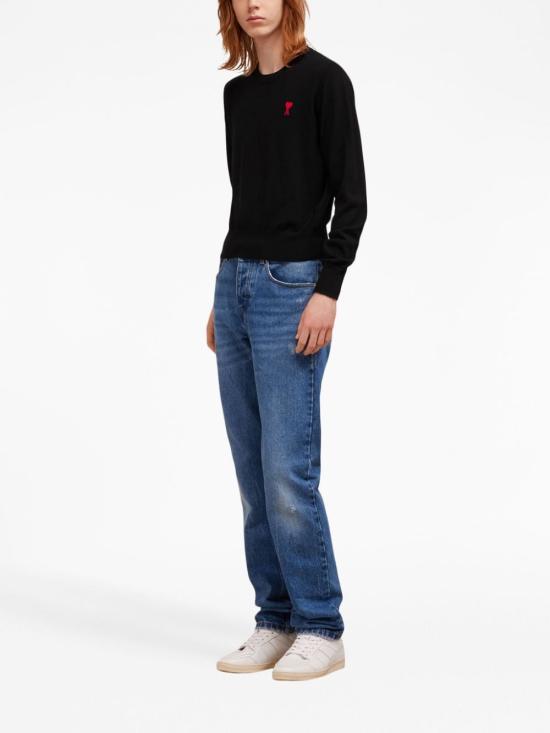 25SS 아미 ADC 자수 크루넥 스웨터 BFHKS111KN0025001 BLACK DOM - AMI