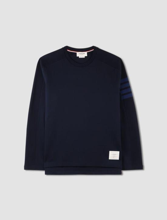  톰브라운 코튼 4바 롱슬리브 티셔츠 MJS245B 07323 415 NAVY DOM