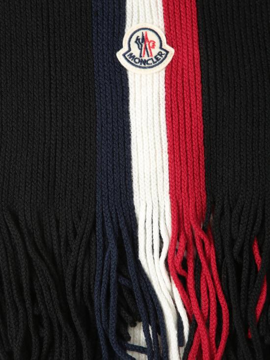 25FW 몽클레어 로고 패치 트리콧 울 머플러 3C00019A9575999 BLACK DOM - MONCLER