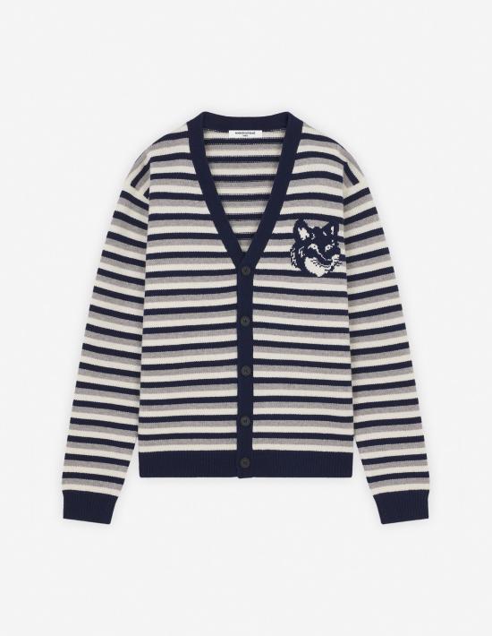  메종키츠네 가디건 NM00504KM0329B481 NAVY WHITE DOM