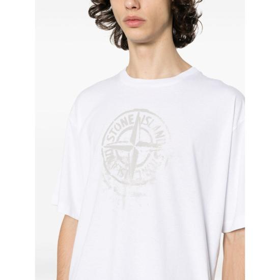  스톤 아일랜드 반팔 티셔츠 80152RC87V0001 WHITE DOM - STONE ISLAND