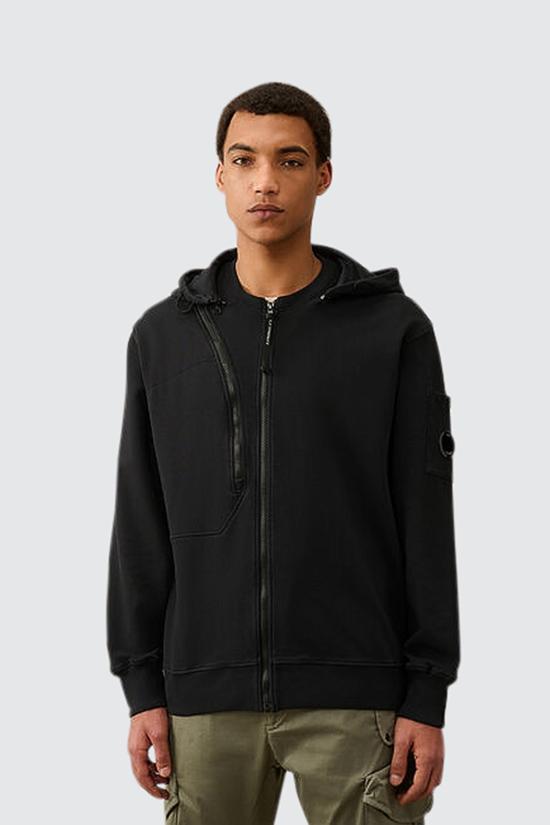  씨피 컴퍼니 후드 티셔츠 16CMSS024A110039G999 BLACK DOM - C.P. COMPANY