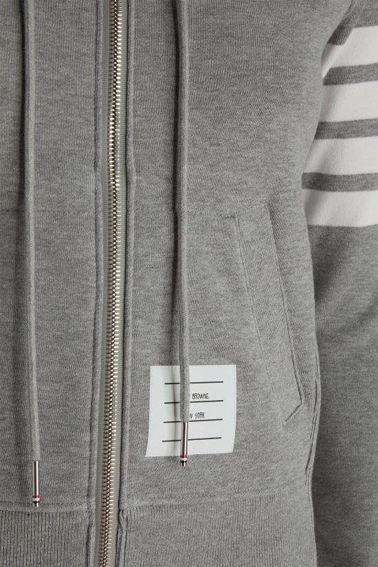26SS 톰브라운 4바 루프백 저지 니트 엔지니어드 집업 후드 FJT001A 00535 055 LIGHT GREY DOM - THOM BROWNE
