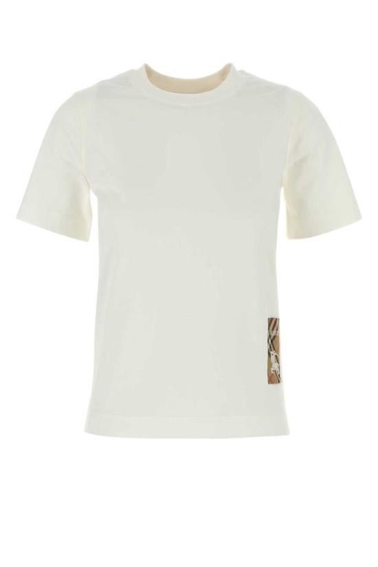 25FW 버버리 체크 라벨 티셔츠  8104886 B7078 WHITE