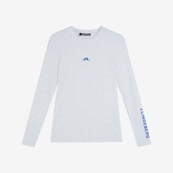  제이린드버그 긴팔 티셔츠 GWJT08474 A036 WHITE PRINTED BRIDGE DOM