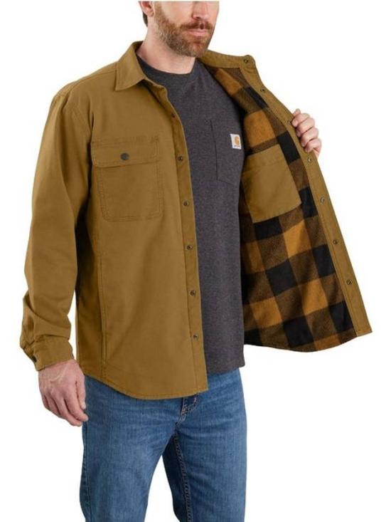  칼하트 릴렉스드 핏 캔버스 플리스 라이닝 셔츠 105419B33 OAK BROWN DOM - CARHARTT