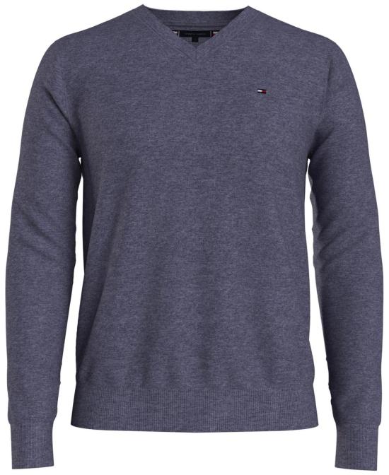  타미힐피거 에센셜 코튼 V넥 스웨터 MW14745DV1414 FADED INDIGO DOM
