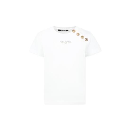 25SS [키즈] 발망 티셔츠 BW8P71 Z1751 100OR WHITE