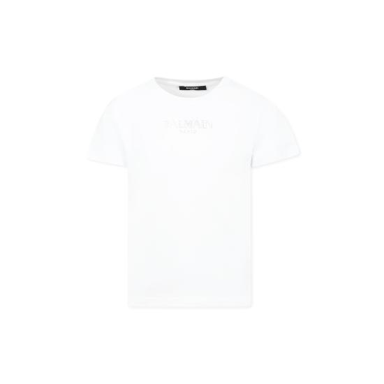 25SS [키즈] 발망 티셔츠 BW8A81 Z0082 100 WHITE