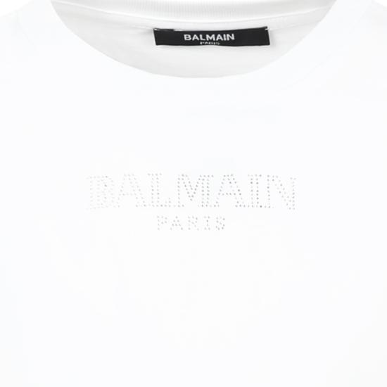 25SS [키즈] 발망 티셔츠 BW8A81 Z0082 100 WHITE - BALMAIN