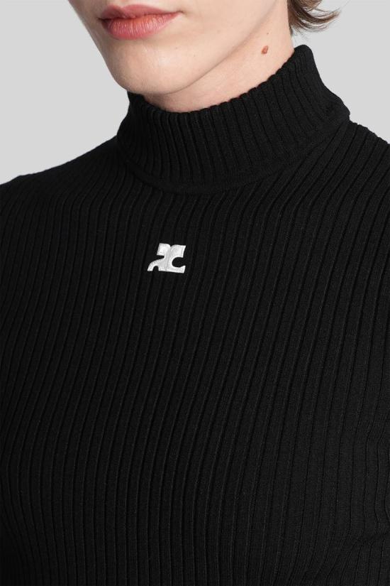 25FW 쿠레쥬 터틀넥 408097 PERMPU026FI0001 Black - COURREGES