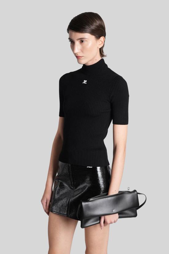 25FW 쿠레쥬 터틀넥 408097 PERMPU026FI0001 Black - COURREGES