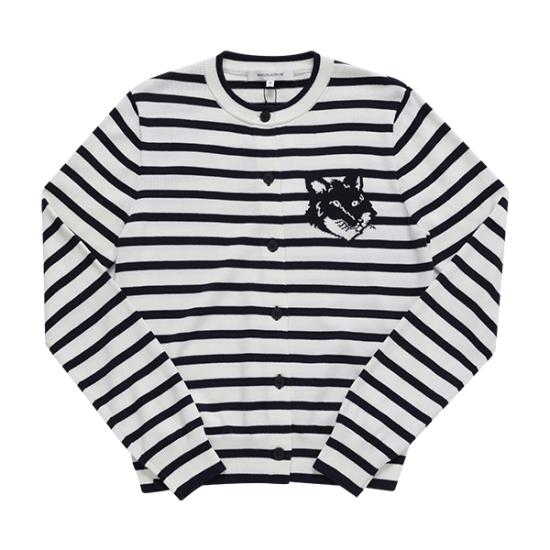  메종키츠네 가디건 MW00502KT1102S492 DEEP NAVY OFF WHITE STRIPES DOM
