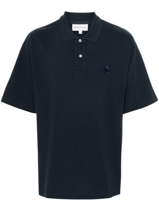  메종키츠네 볼드 폭스 헤드 패치 오버사이즈 폴로 티셔츠 MM00202KJ7010P492 DEEP NAVY DOM