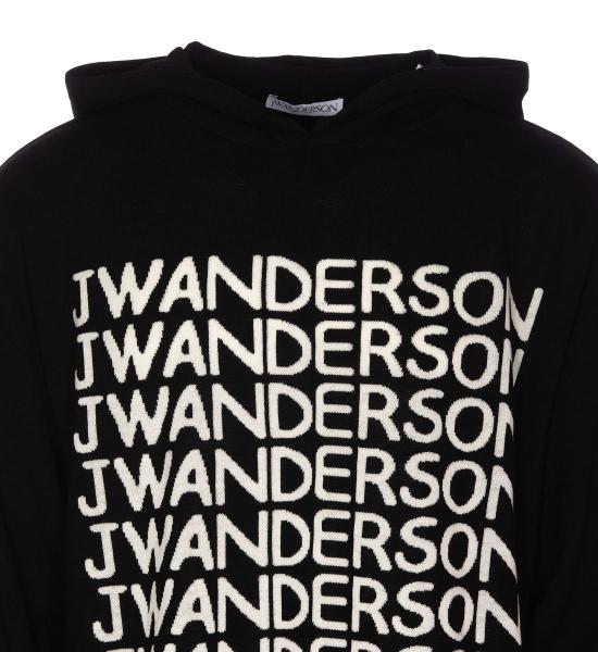  JW앤더슨 후드 티셔츠 KW0809YN0170901 BLACK WHITE DOM - JW ANDERSON