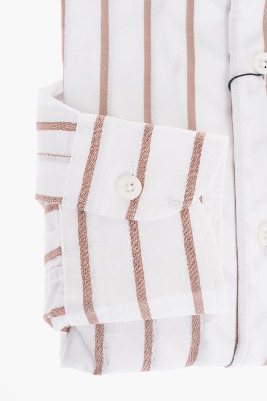  꼬르넬리아니 긴팔 셔츠 85P126 0111554 035 Bianco Marrone - CORNELIANI