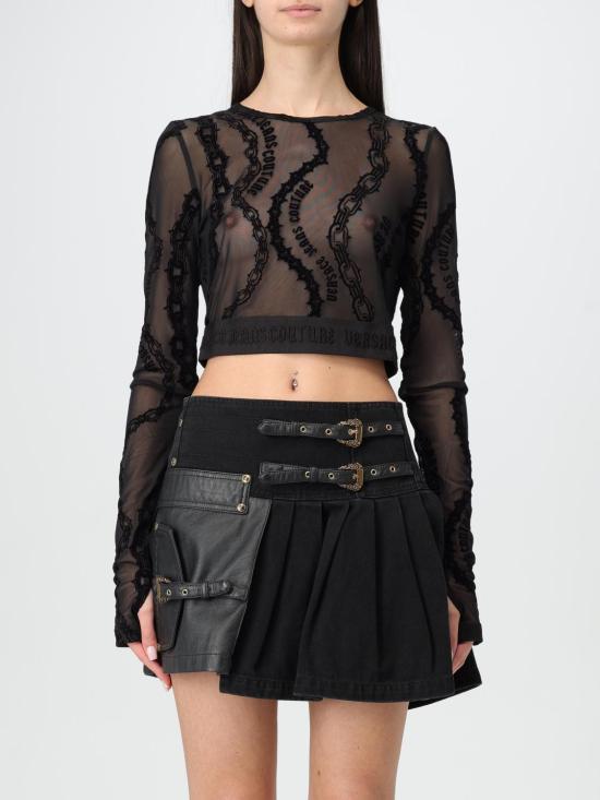 24FW 베르사체 긴팔 티셔츠 77HAH218JS392 899 Black