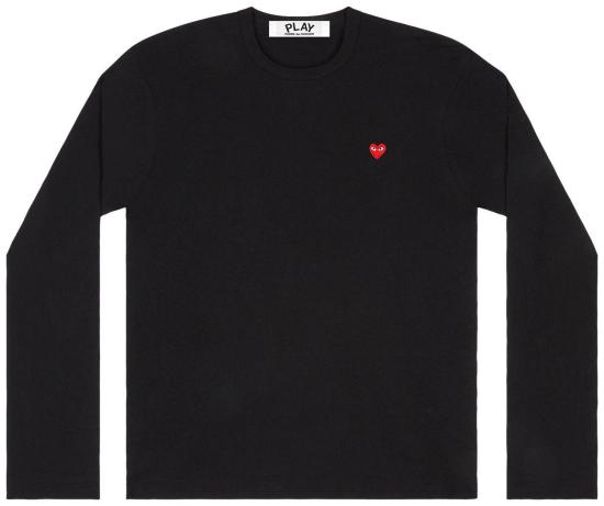 26SS 꼼데가르송 스몰 레드하트와펜 긴팔 티셔츠 AX T308 051 1 P1T308 BLACK DOM