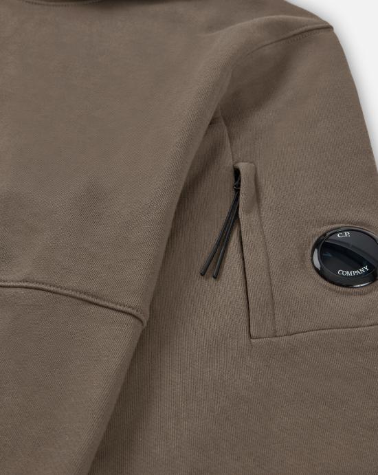  씨피 컴퍼니 다이애그널 레이즈드 플리스 후드티셔츠 17CMSS024A005086W359 WALNUT DOM - C.P. COMPANY