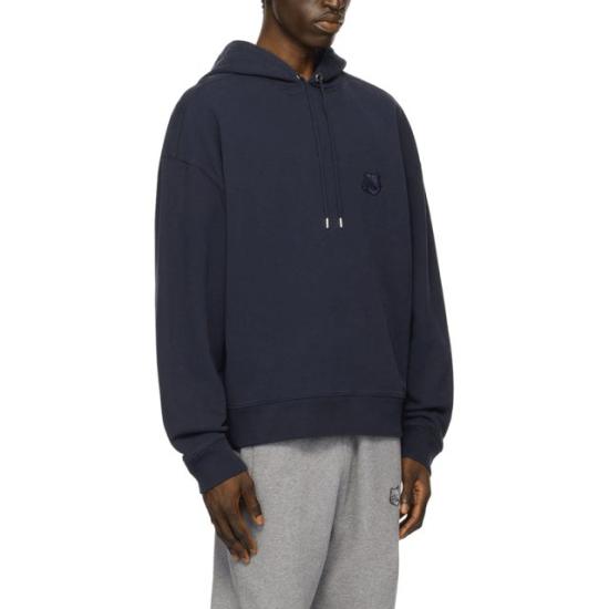  메종키츠네 볼드 폭스 헤드 패치 오버사이즈 후드 LM00705KM0001 P492 DEEP NAVY DOM - MAISON KITSUNE