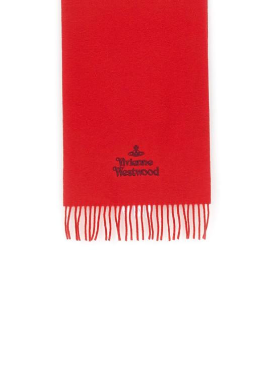 25FW 비비안웨스트우드 자수 로고 머플러 81030007W00Q7H401 RED DOM - VIVIENNE WESTWOOD