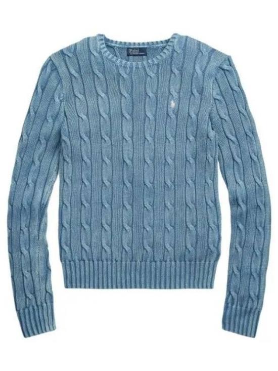  폴로 랄프로렌 포니 로고 코튼 케이블 니트 스웨터 211924451001 DOM