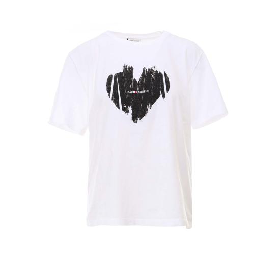  생로랑 반팔 티셔츠 615522YBSO29744 WHITE DOM - SAINT LAURENT