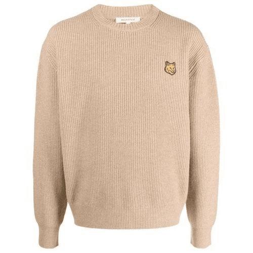  메종키츠네 볼드 폭스 헤드 패치 컴포트 립드 스웨터 LM00818KT1093H251 BEIGE MELANGE DOM