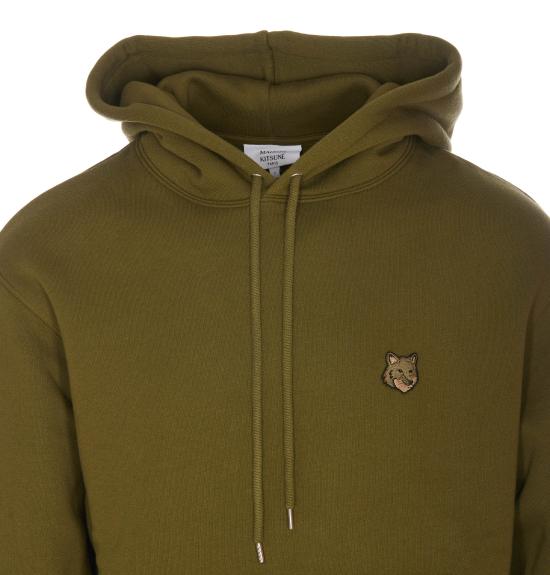  메종키츠네 볼드 폭스 헤드 패치 컴포트 후드 티셔츠 MM00713KM0307P384 MILITARY GREEN DOM - MAISON KITSUNE