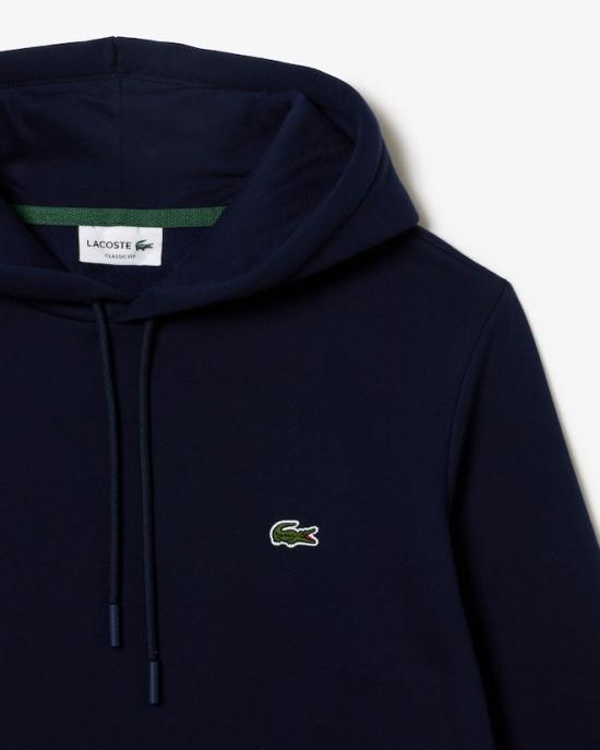 25FW 라코스테 오가닉 코튼 후드 티셔츠 SH9623166 NAVY DOM - LACOSTE