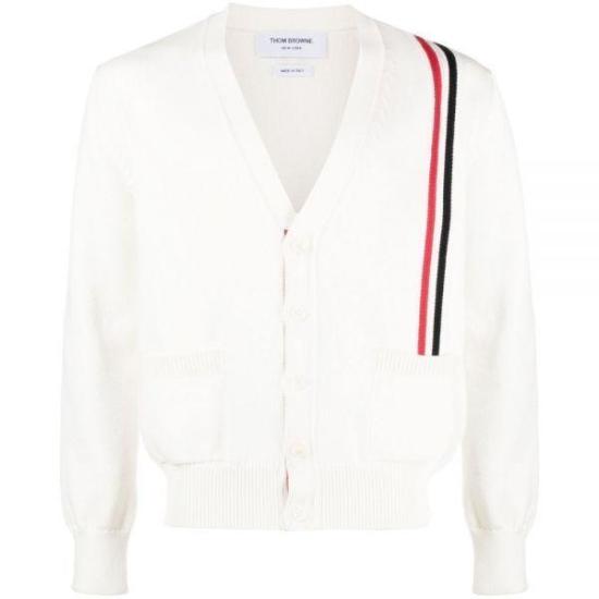 25SS 톰브라운 RWB 스트라이프 인타르시아 코튼 가디건  MKC530AY3017100 WHITE DOM