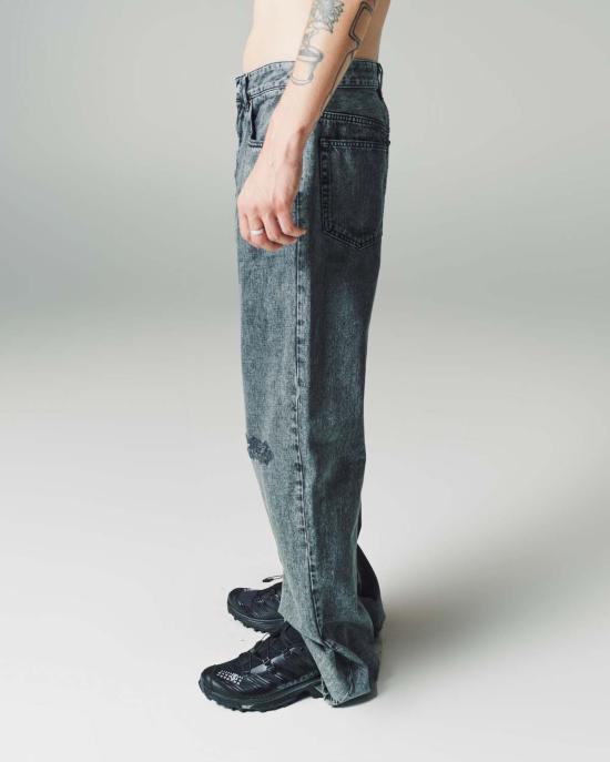  MM6 메종마르지엘라 데님 팬츠 Mm6 Maison Margiela 5 포켓 스트레이트 레그 진 블랙 워시드 - MM6 MAISON MARGIELA