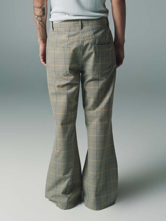  마르니 스트레이트 팬츠 Marni 레몬옐로우 체크 테크 울 플레어 팬츠 그레이 - MARNI