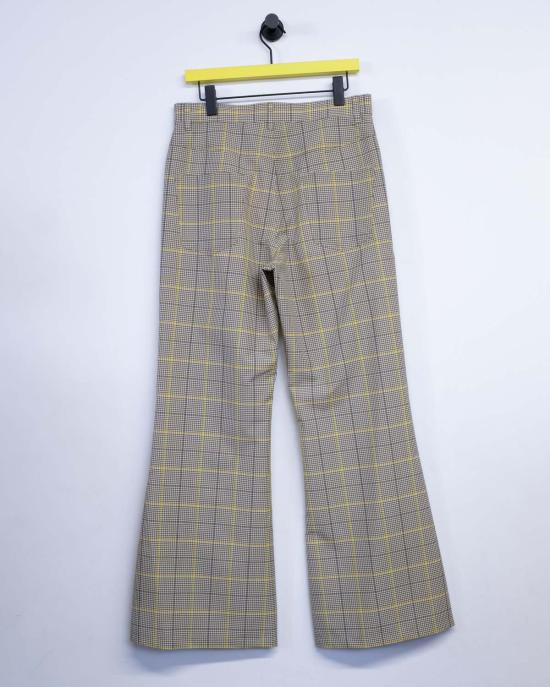 마르니 스트레이트 팬츠 Marni 레몬옐로우 체크 테크 울 플레어 팬츠 그레이 - MARNI