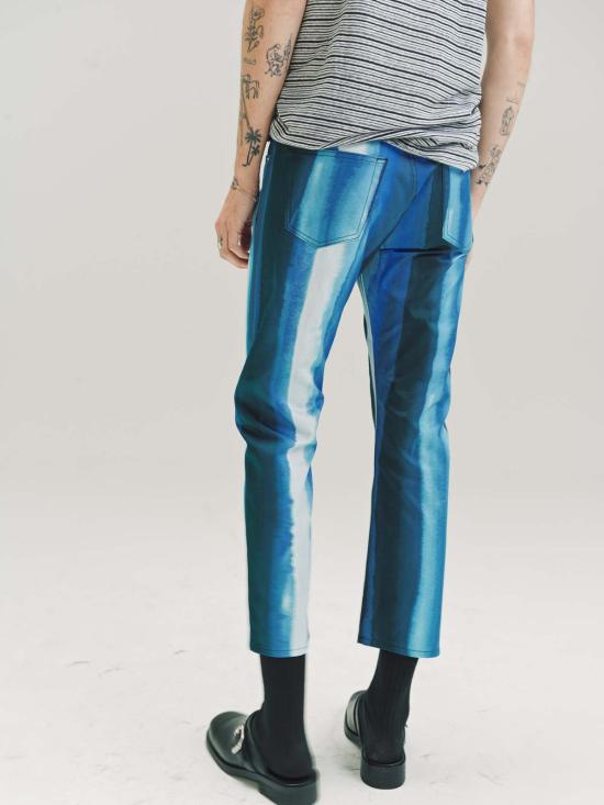  마르니 스트레이트 팬츠 코튼 크롭 팬츠 블루 프린트 - MARNI