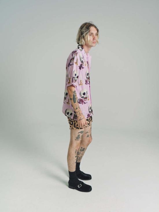  엔드리스 조이 반팔 셔츠 모멘토 모리 텐셀 반팔  라일락 - ENDLESS JOY