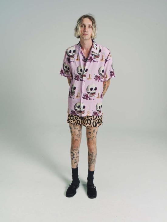  엔드리스 조이 반팔 셔츠 모멘토 모리 텐셀 반팔  라일락 - ENDLESS JOY