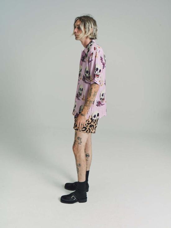  엔드리스 조이 반팔 셔츠 모멘토 모리 텐셀 반팔  라일락 - ENDLESS JOY