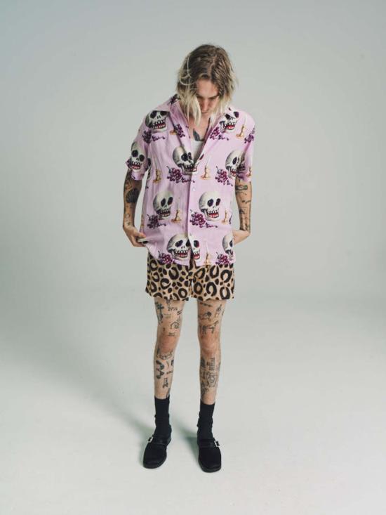  엔드리스 조이 반팔 셔츠 모멘토 모리 텐셀 반팔  라일락 - ENDLESS JOY