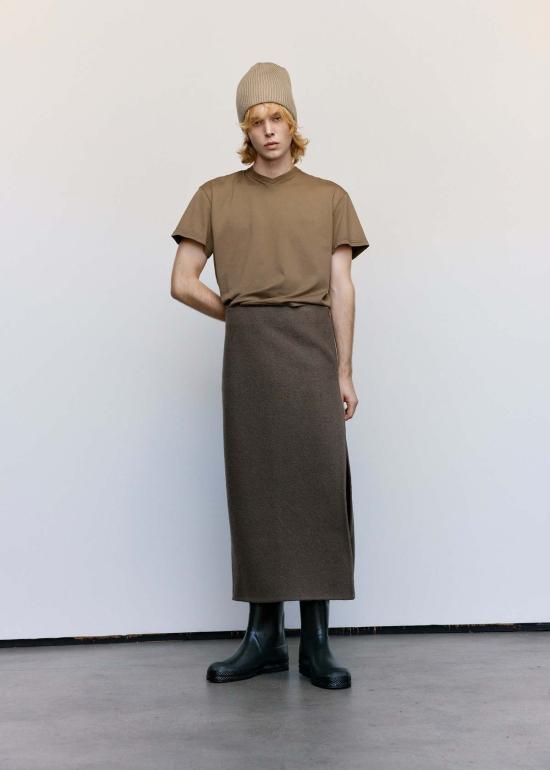  리에르 롱 스커트 펠트 울 워커 스커트 카스토로